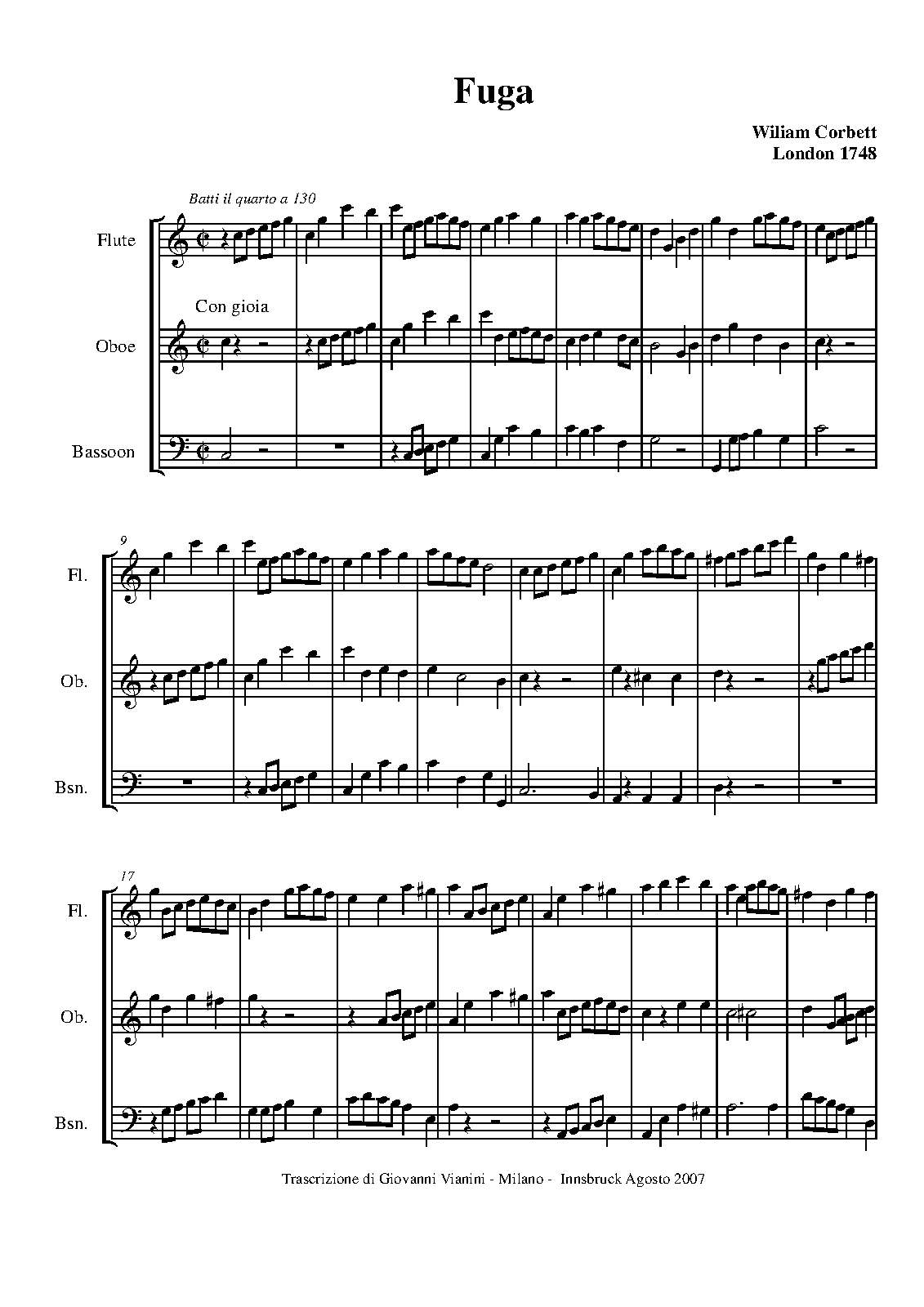Fugue for Flute, Oboe and Bassoon (Corbett, William) IMSLP