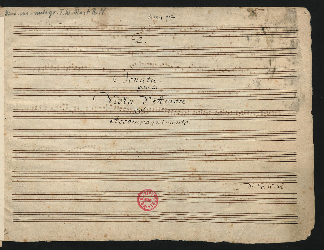 Sonata for Viola d'amore in D major, CzaR 88 (Rust, Friedrich Wilhelm