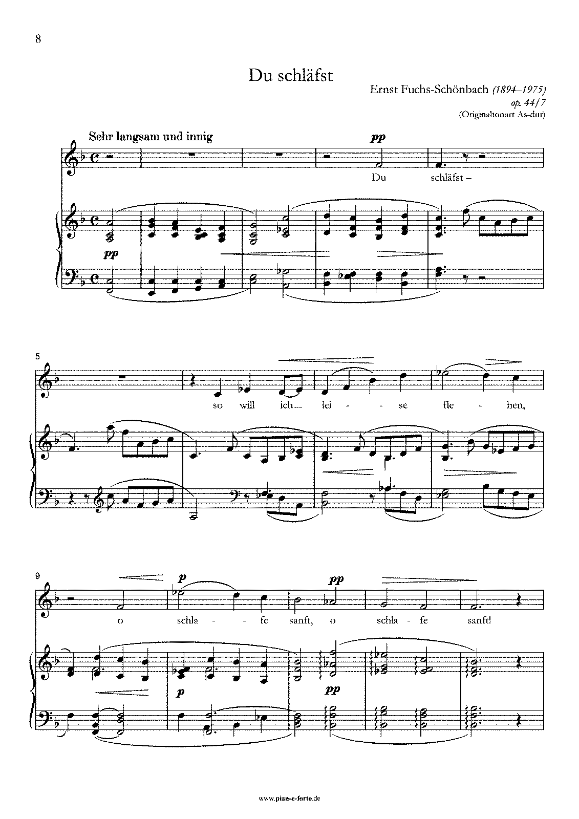 Zur Guten Nacht, Op.44 (Fuchs-Schönbach, Ernst) - IMSLP: Free Sheet ...