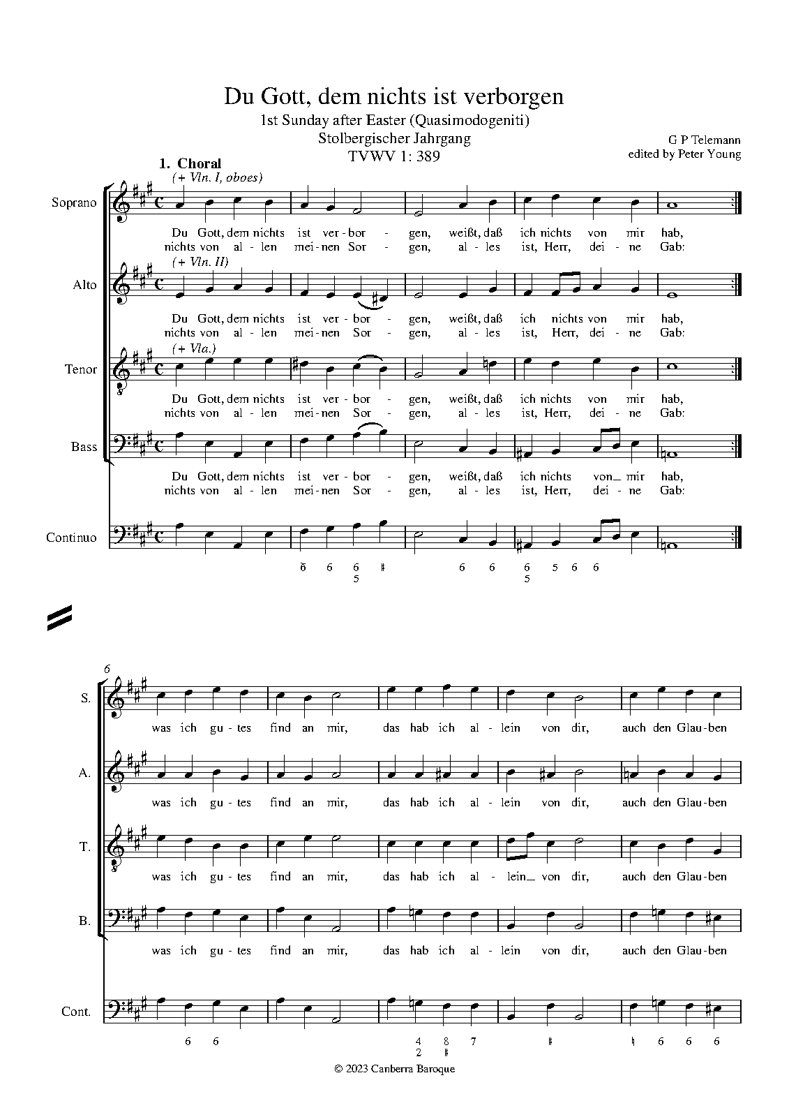 Du Gott, dem nichts ist verborgen, TWV 1:389