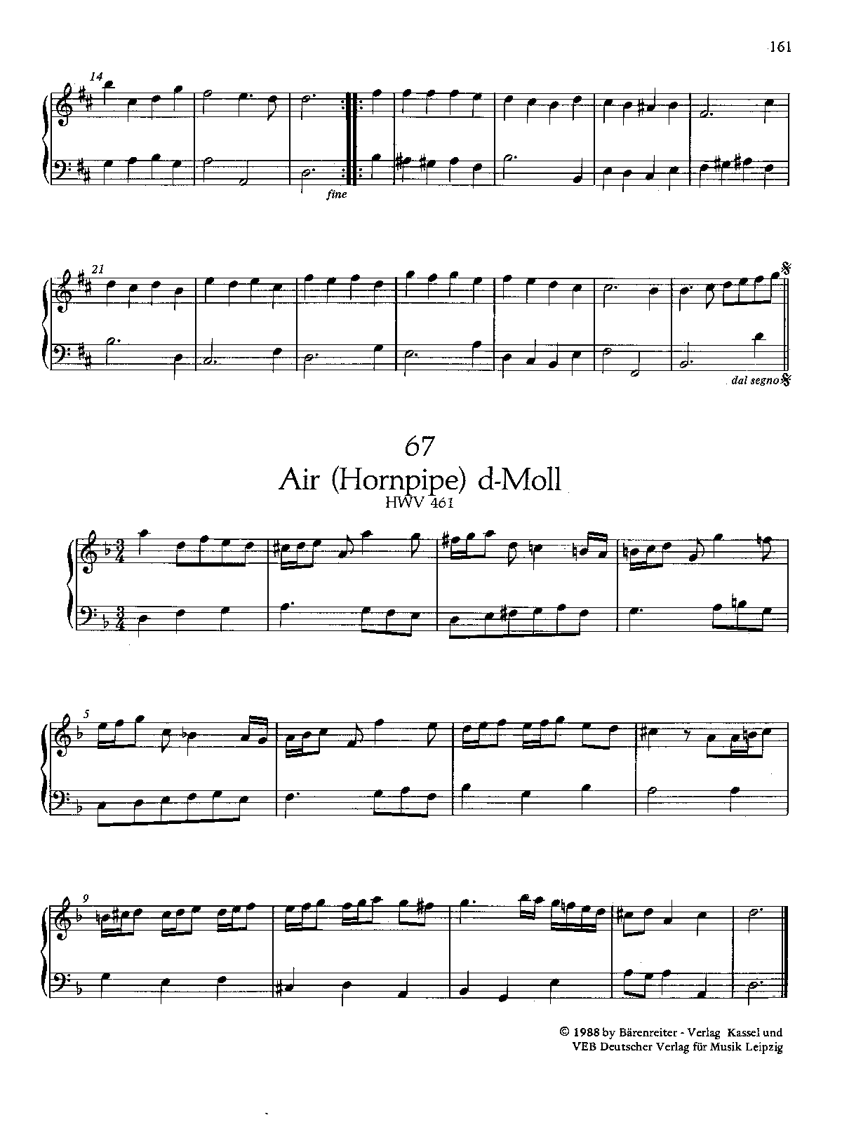 Air (Hornpipe) in D minor, HWV 461