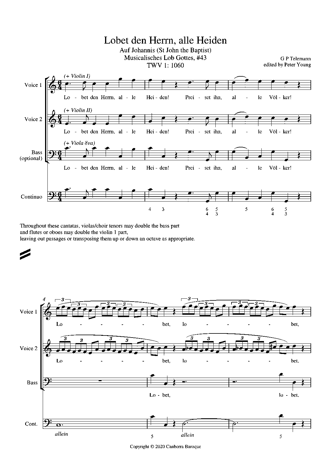 Lobet den Herrn, alle Heiden, TWV 1:1060 (Telemann, Georg Philipp) - IMSLP
