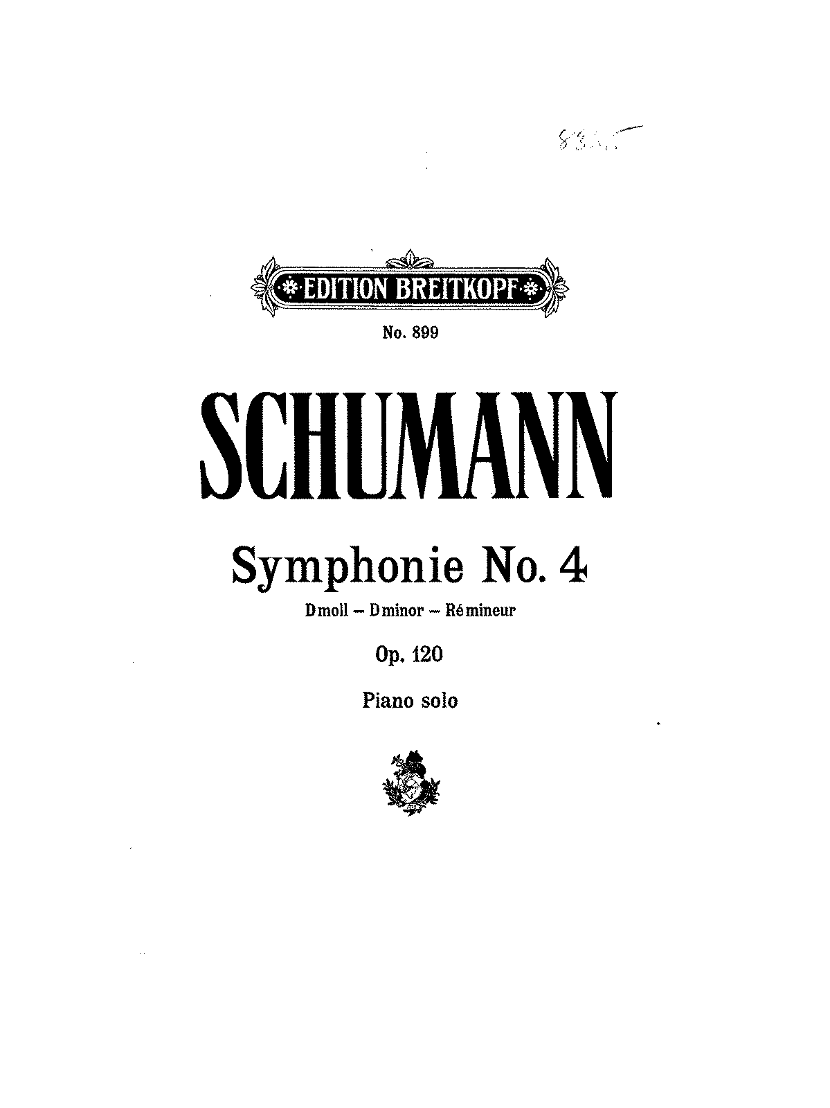 Symphony No.4, Op.120 (Schumann, Robert) - IMSLP: Free Sheet Music PDF ...