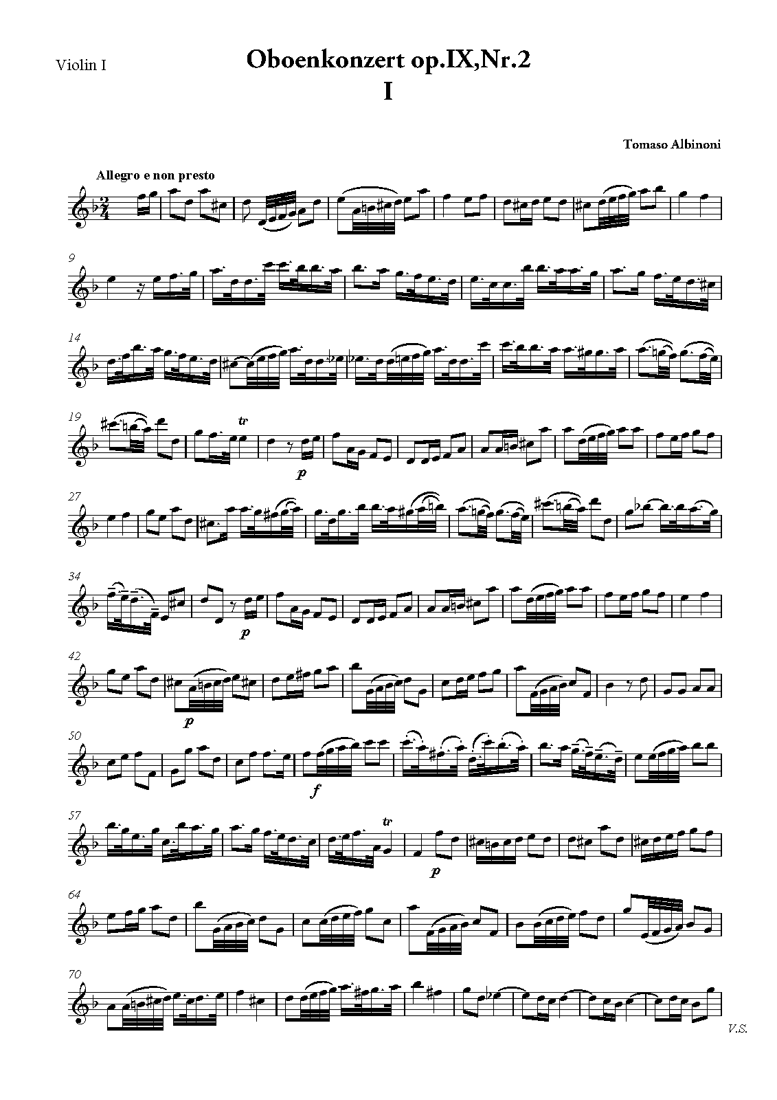 Oboe Concerto in D minor, Op.9 No.2 (Albinoni, Tomaso) IMSLP Free