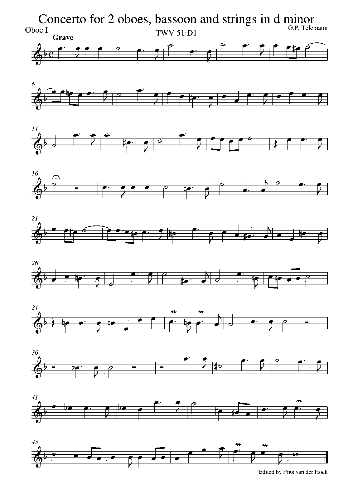 Concerto for 2 Oboes and Bassoon, TWV 53d1 (Telemann, Philipp