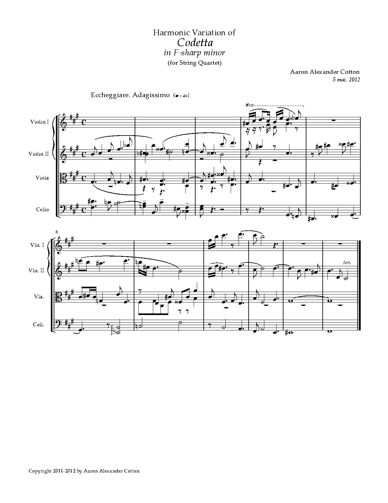 Harmonic Variation of 'Codetta in Fsharp minor' (Cotton, Aaron Alexander) IMSLP