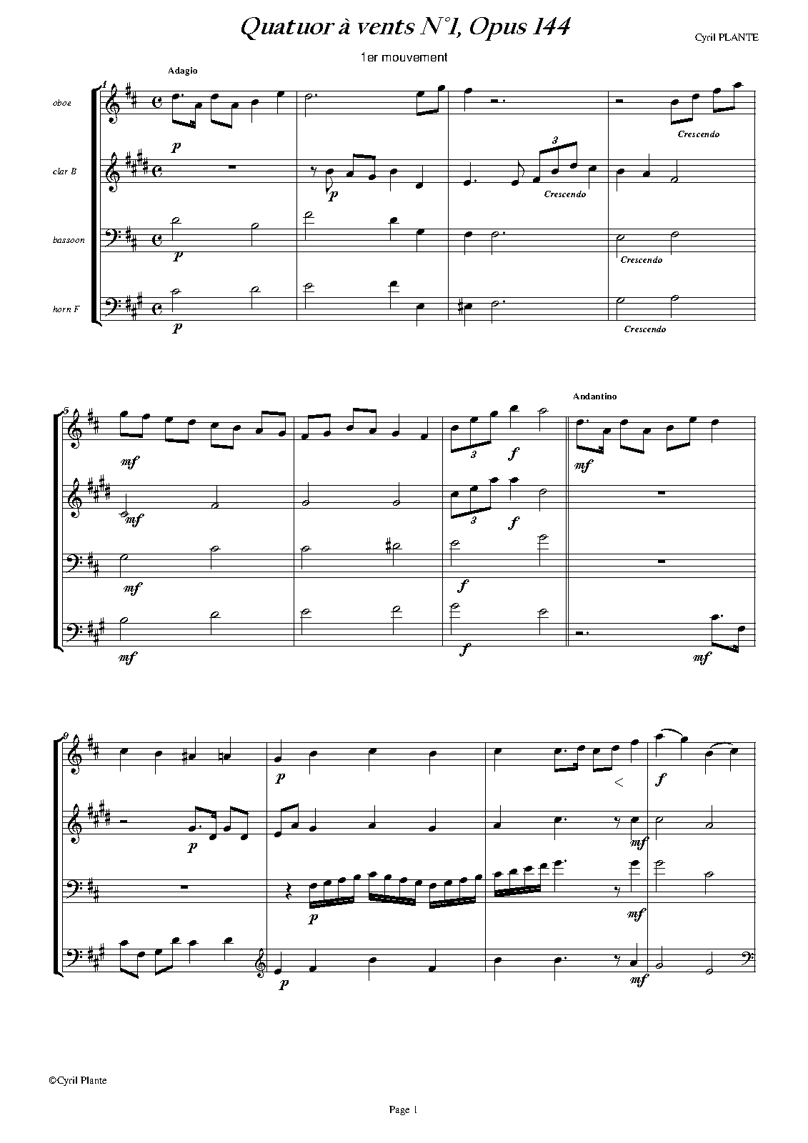 Wind Quartet No.1, Op.144 (Plante, Cyril) IMSLP