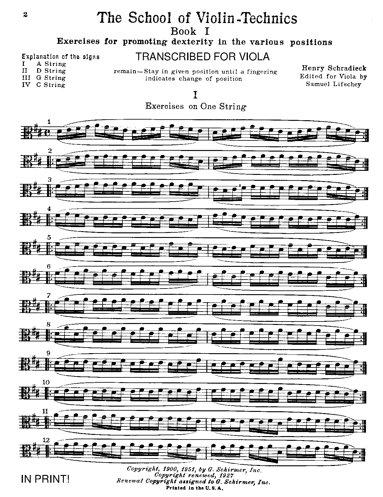 School of Violin Technics (Schradieck, Henry) IMSLP Free Sheet Music