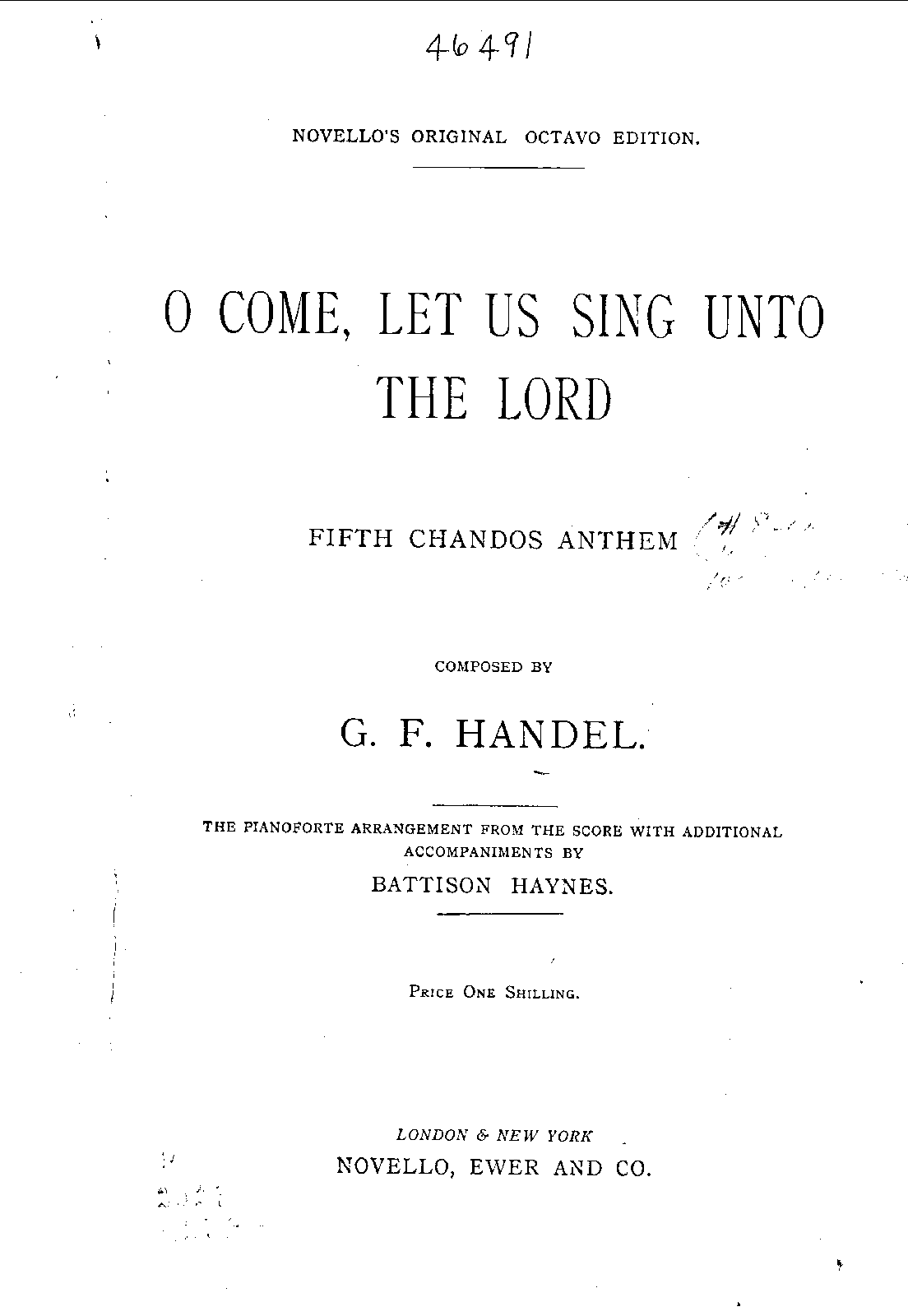 O Come, Let Us Sing unto the Lord (Chandos Anthem No.8)