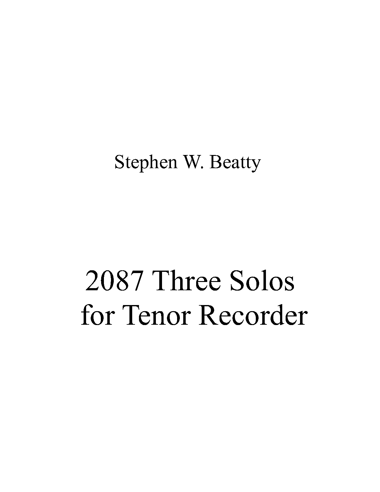 Three Solos for Tenor Recorder