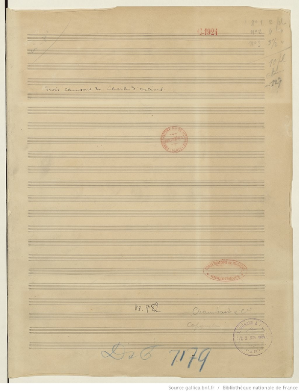 3 Chansons de Charles d'Orléans