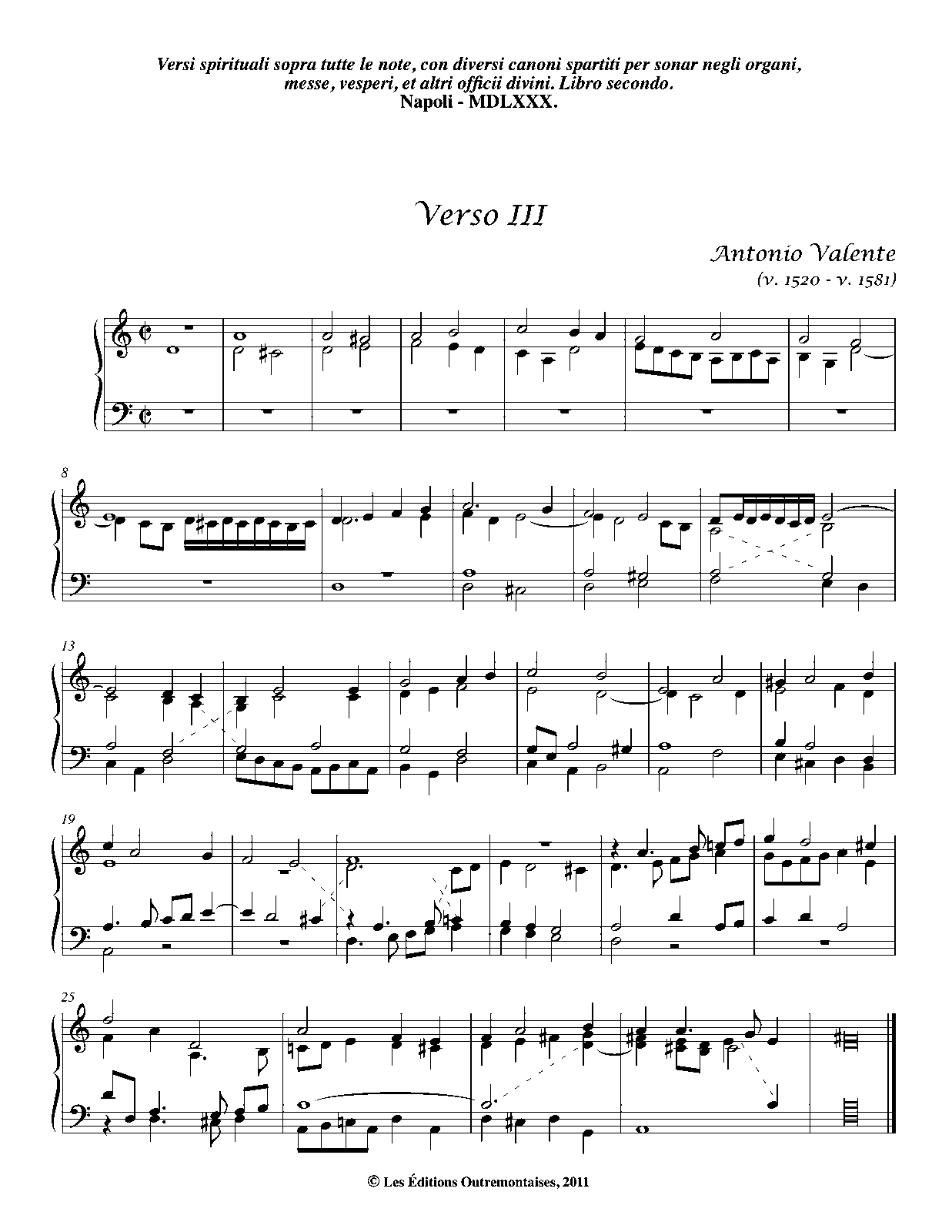 Versi per Organo (Valente Antonio) IMSLP: Free Sheet Music PDF Download