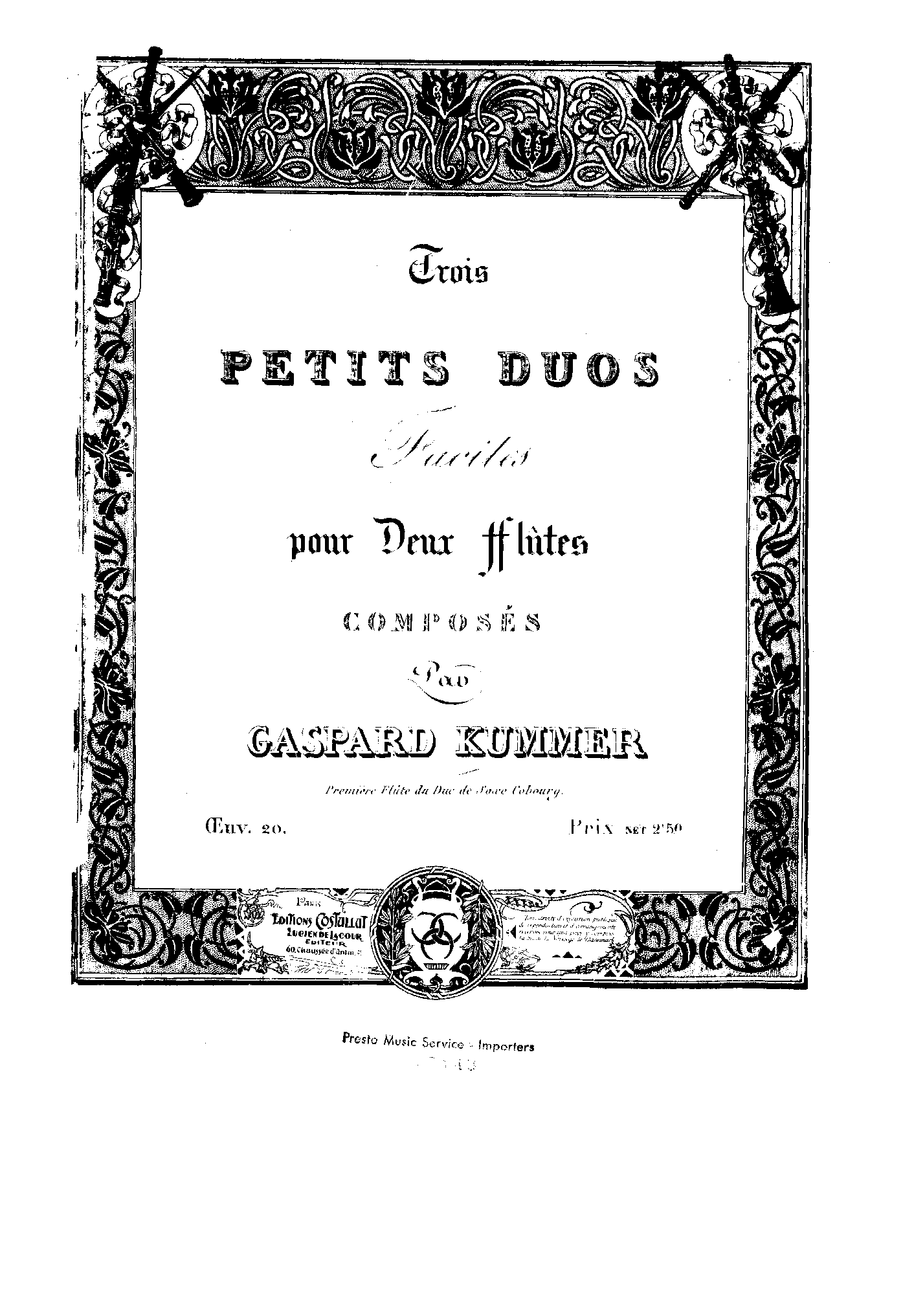 3 Easy Flute Duets, Op.20 (Kummer, Kaspar) IMSLP