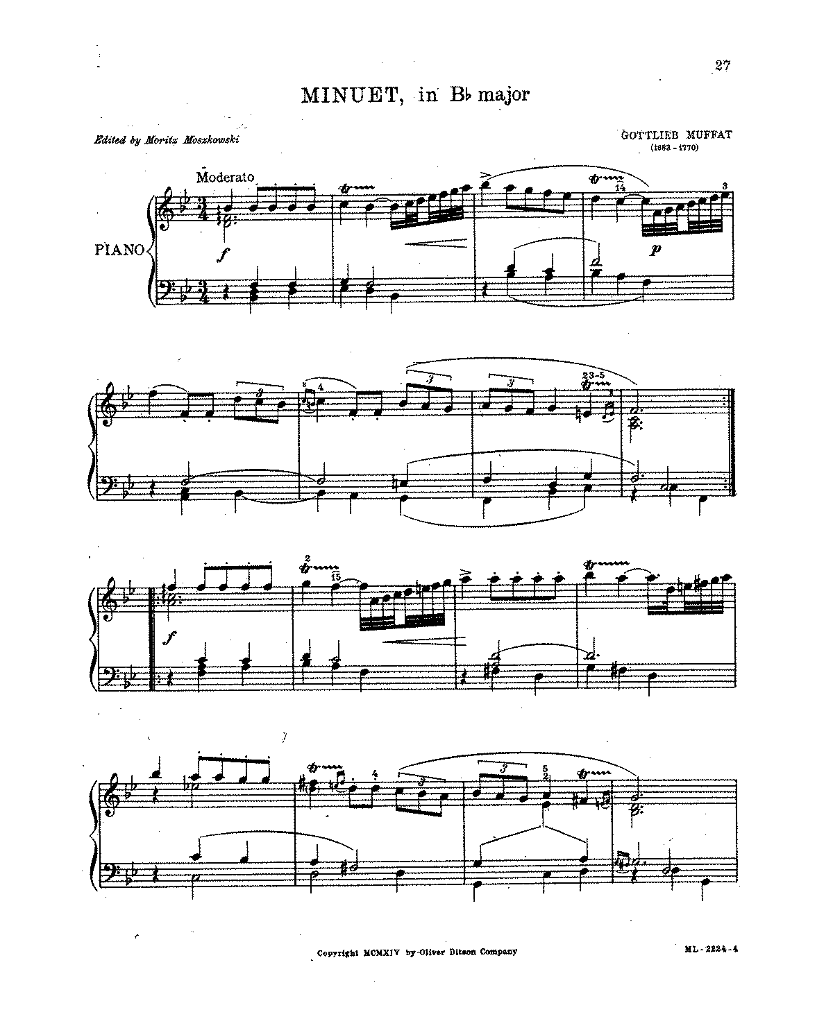 Minuet In B-flat Major (Muffat, Gottlieb) - IMSLP