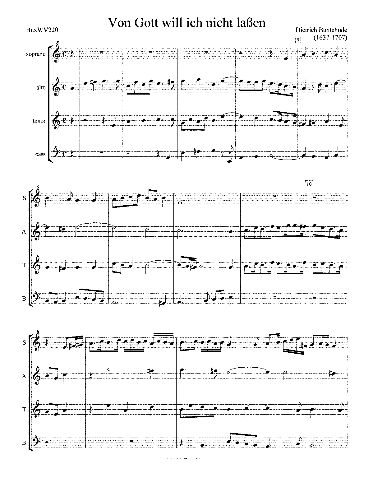 Von Gott will ich nicht lassen, BuxWV 220 (Buxtehude, Dietrich) - IMSLP ...