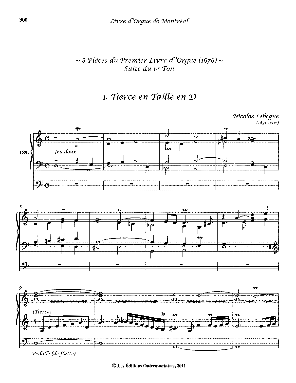 Pieces from 'Livre d'orgue de Montréal' (Lebègue, Nicolas) - IMSLP