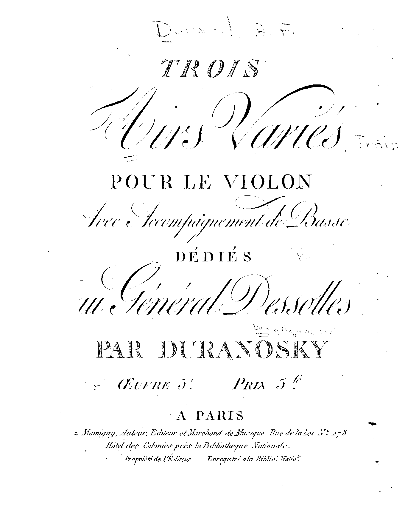 3 Airs variés, Op.5 (Duranowski, August Fryderyk) IMSLP