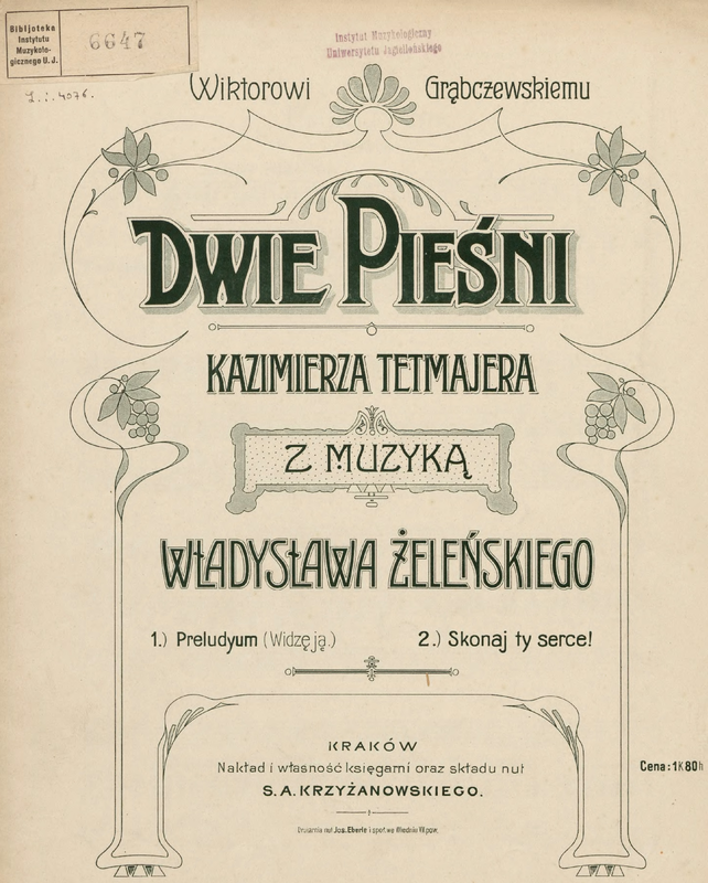 2 Pieśni do słów Kazimierza Tetmajera