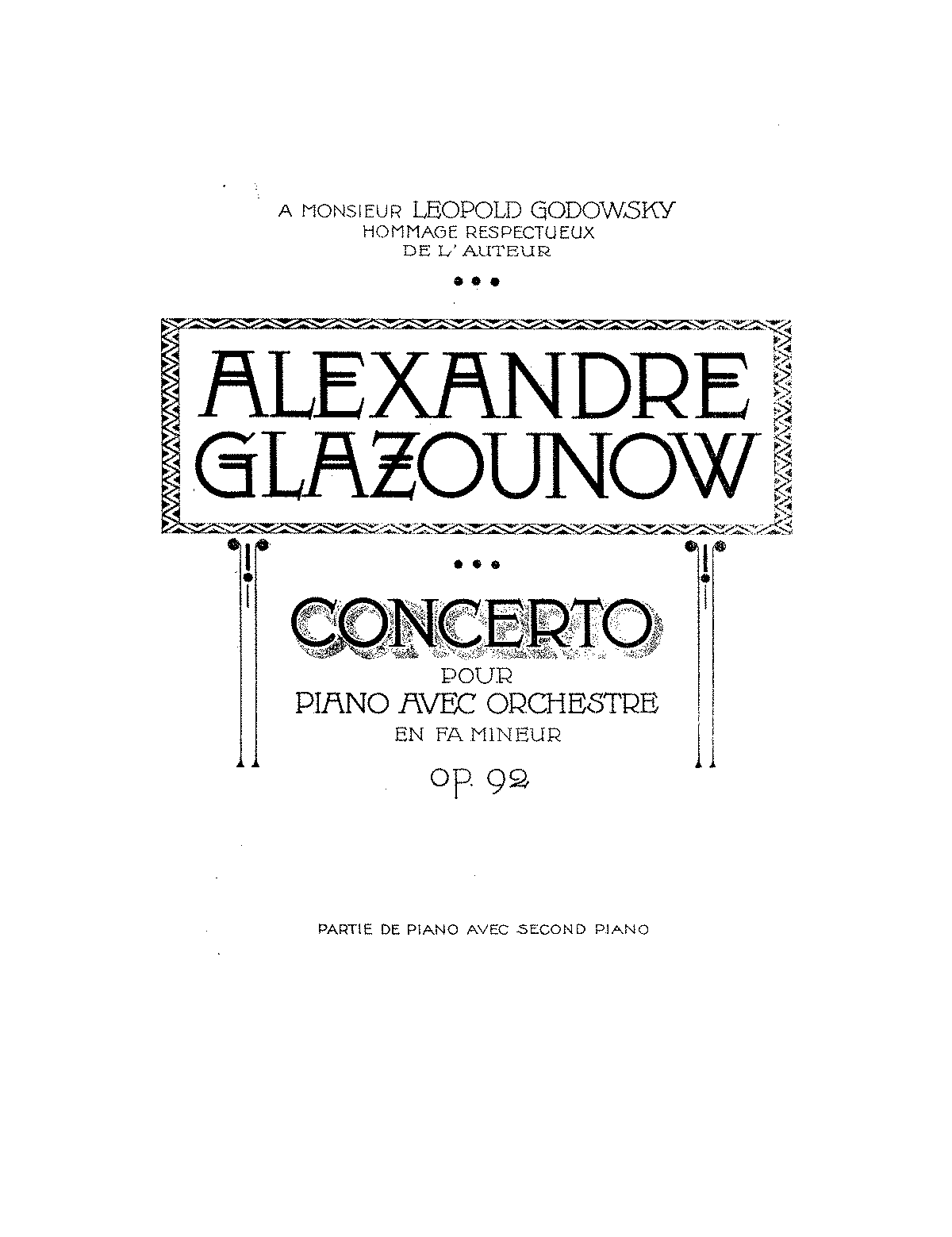 Piano Concerto No.1, Op.92 (Glazunov, Aleksandr) - IMSLP