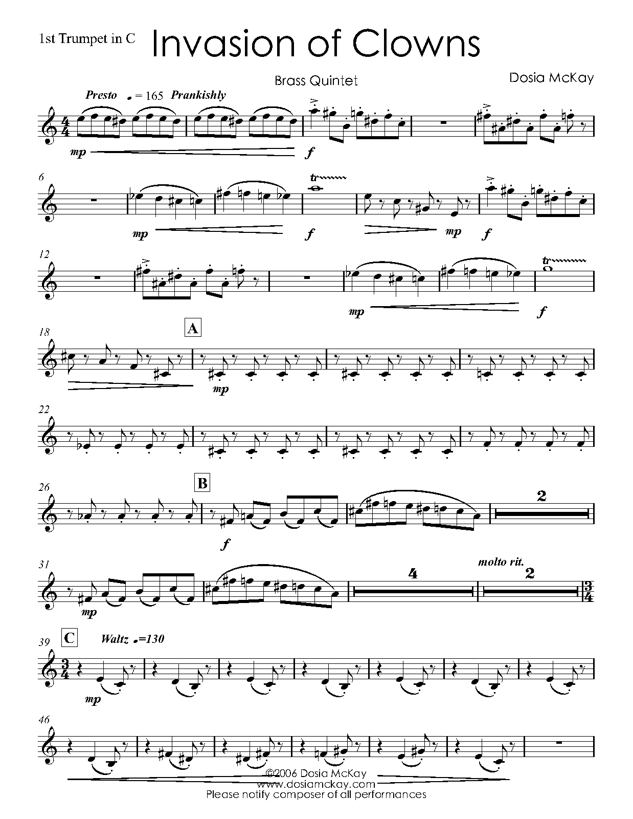 File:PMLP439565-Dosia McKay - Invasion of Clowns - Brass Quintet-1st Trumpet in C.pdf
