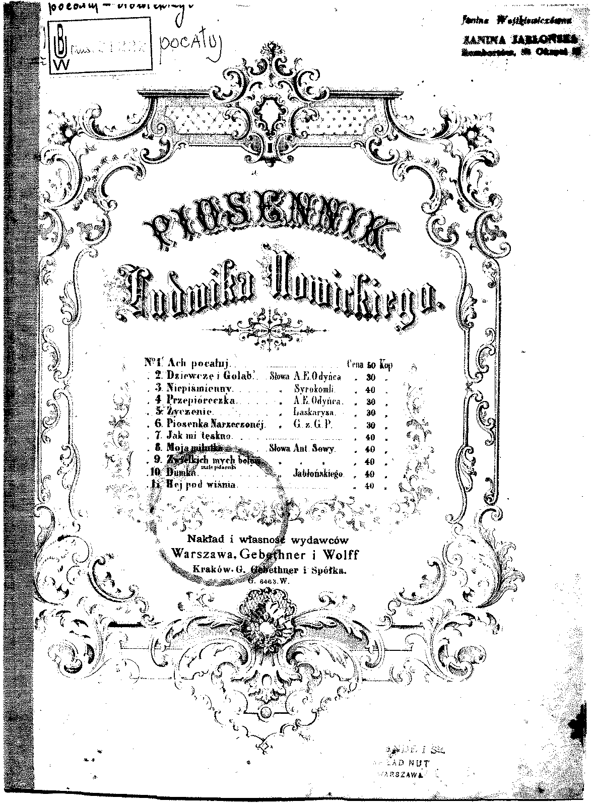 Piosennik Ludwika Nowickiego (Nowicki, Ludwik) - IMSLP ...