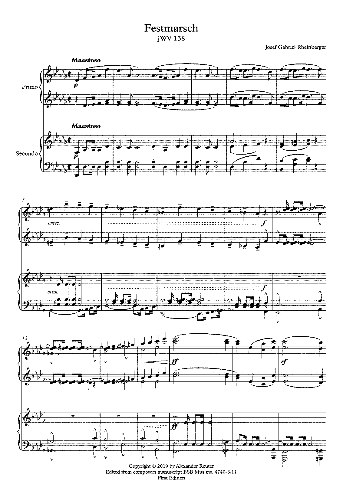 Festmarsch, JWV 138 (Rheinberger, Josef Gabriel) - IMSLP