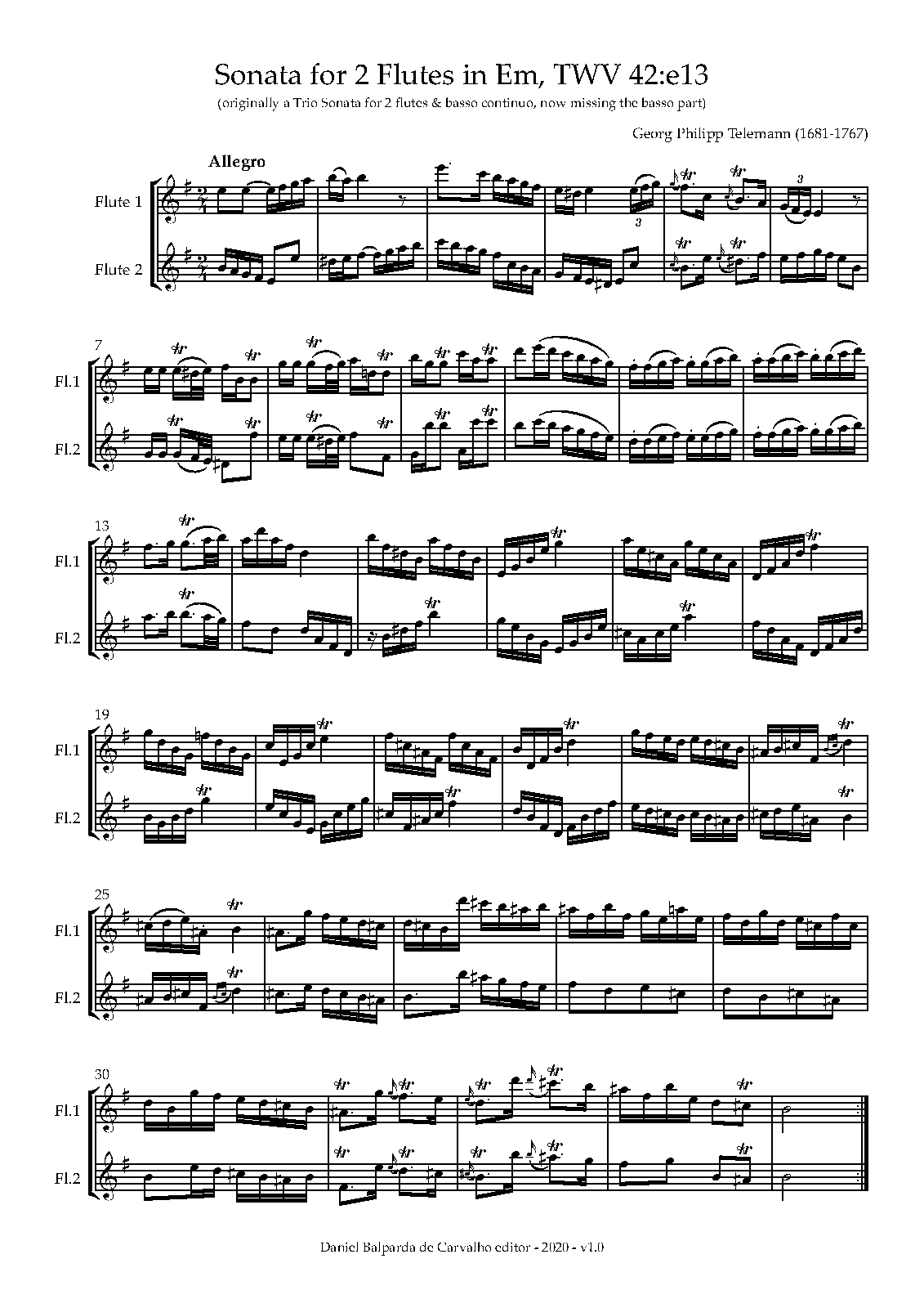 Duet for 2 Flutes, TWV 42e13 (Telemann, Philipp) IMSLP