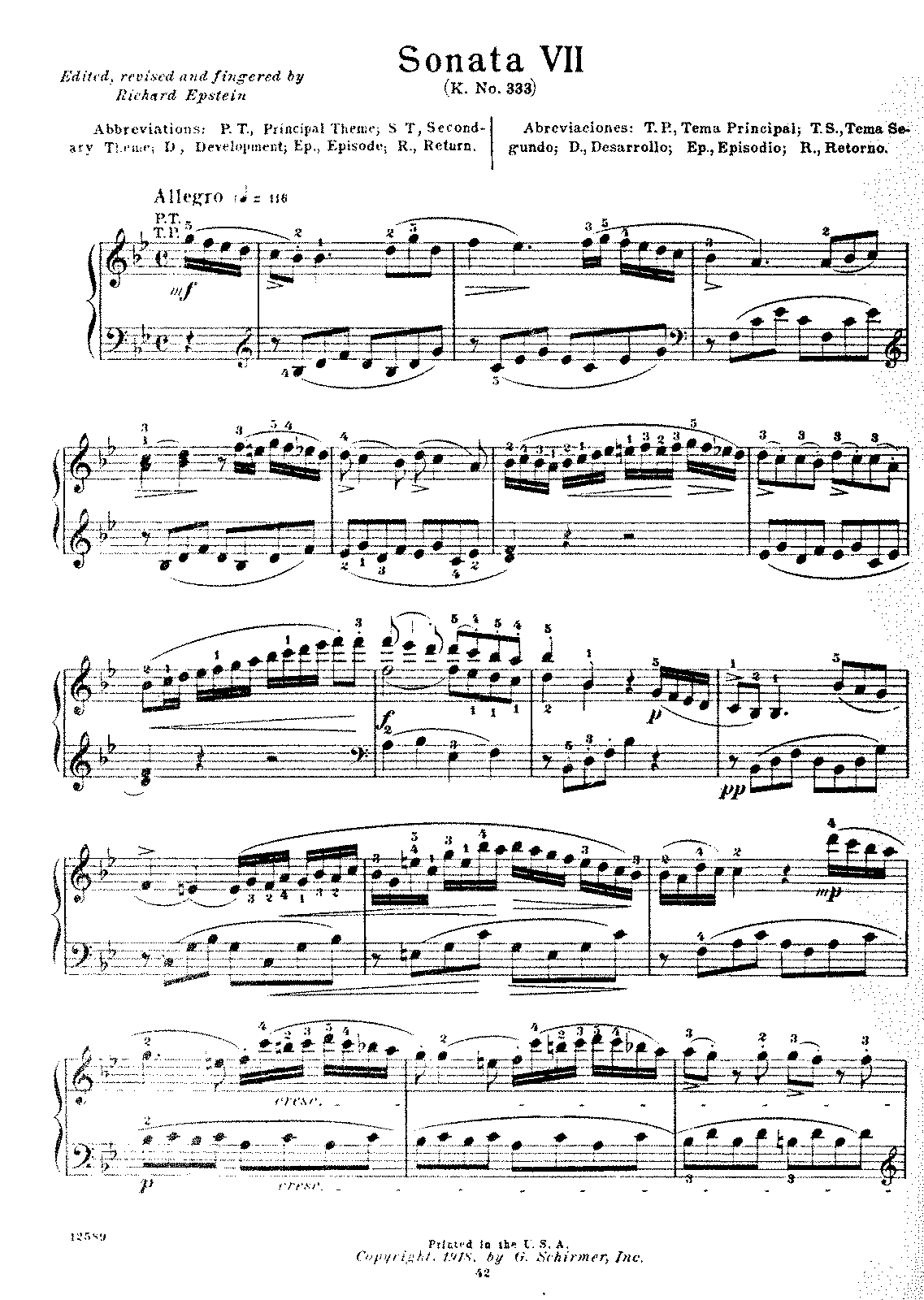 Piano Sonata No.13 In B-flat Major, K.333/315c (Mozart, Wolfgang ...