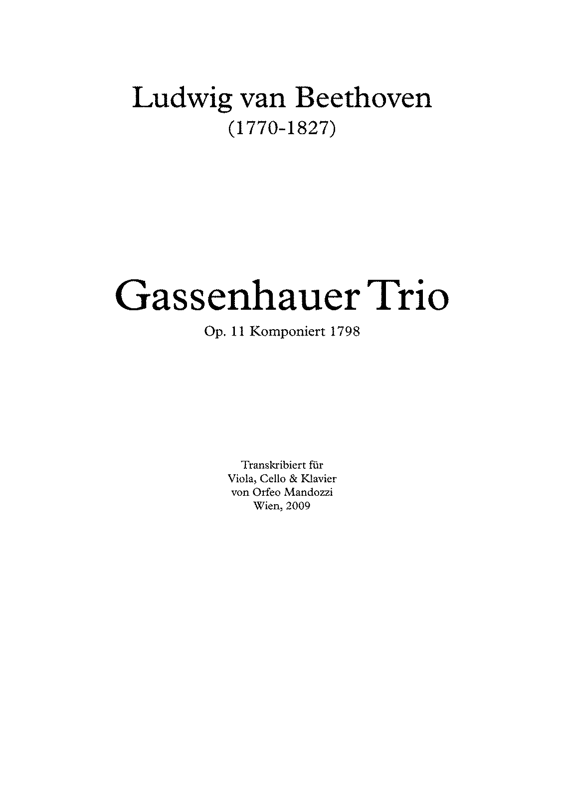 Trio In B-flat Major, Op.11 (Beethoven, Ludwig Van) - IMSLP: Free Sheet ...