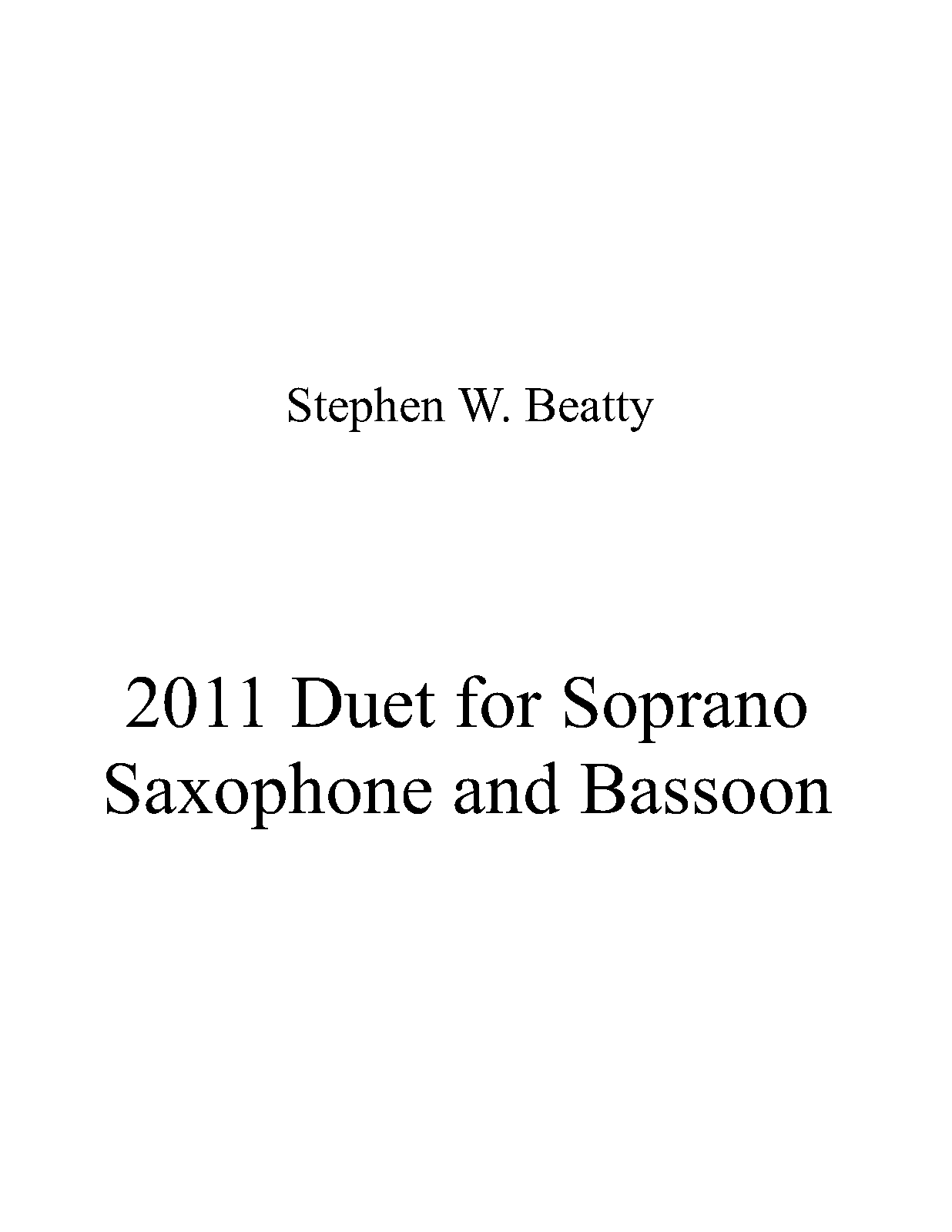Duet for Soprano Saxophone and Bassoon, Op.2011 (Beatty, Stephen W