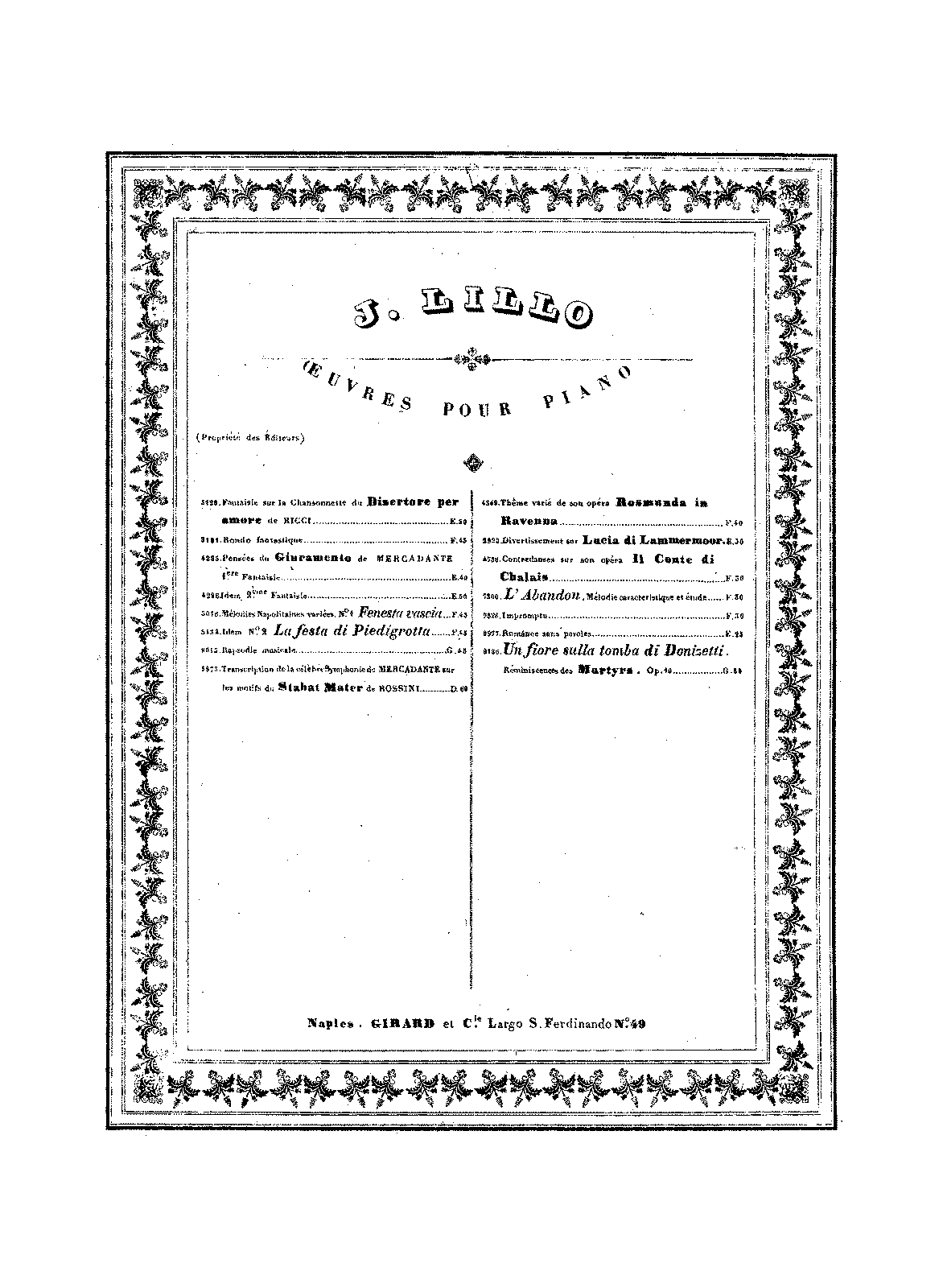 Fantasia sulla canzonetta favorita dell'opera di Ricci 'Il disertore ...