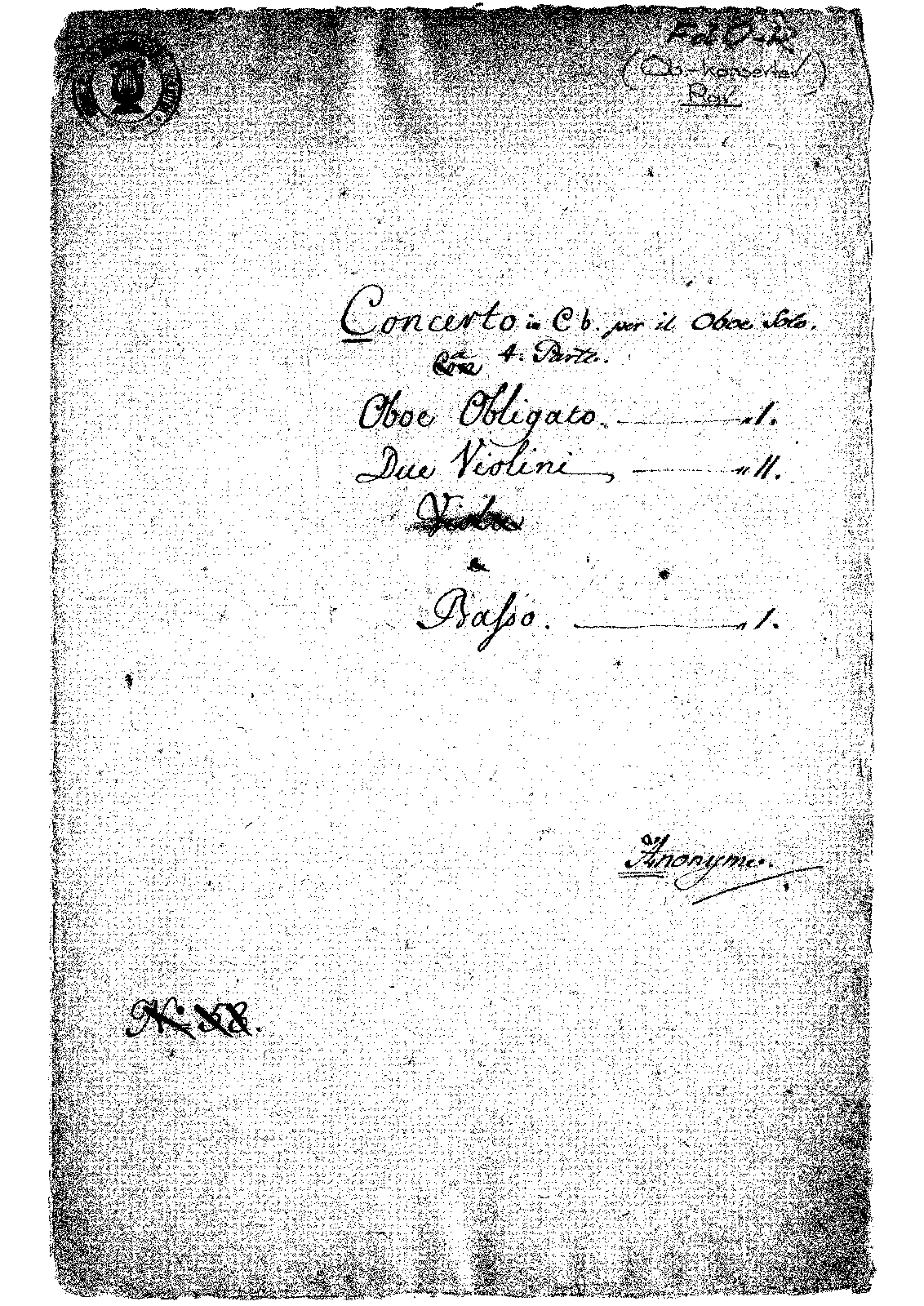 Oboe Concerto in C minor (Anonymous) IMSLP