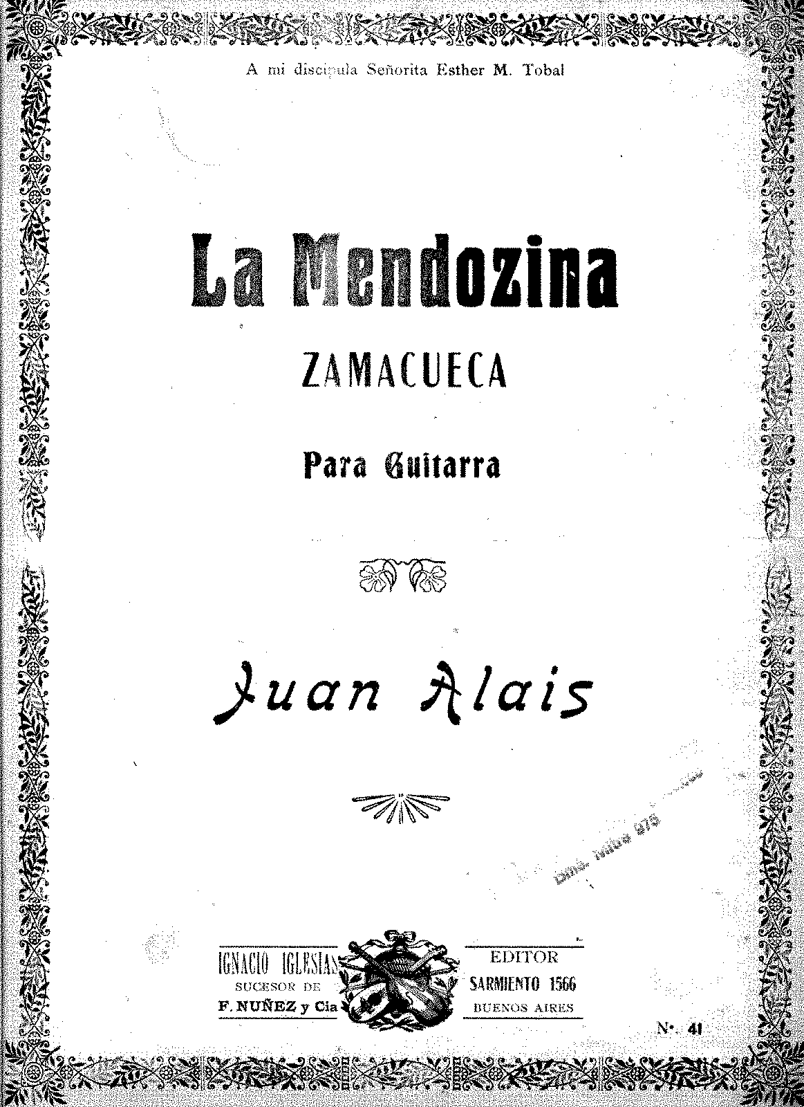 La mendozina, Op.41 (Alais, Juan) - IMSLP