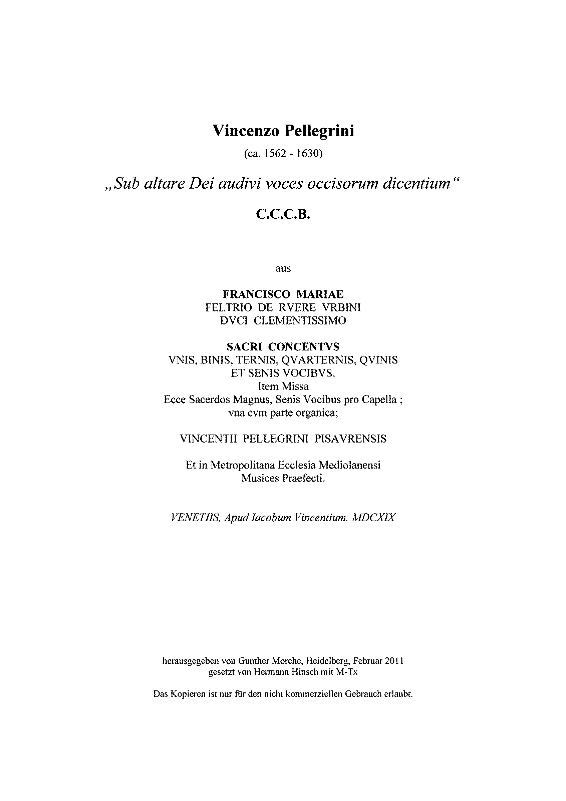 Sub altare Dei audivi voces occisorum dicentium (Pellegrini, Vincenzo ...