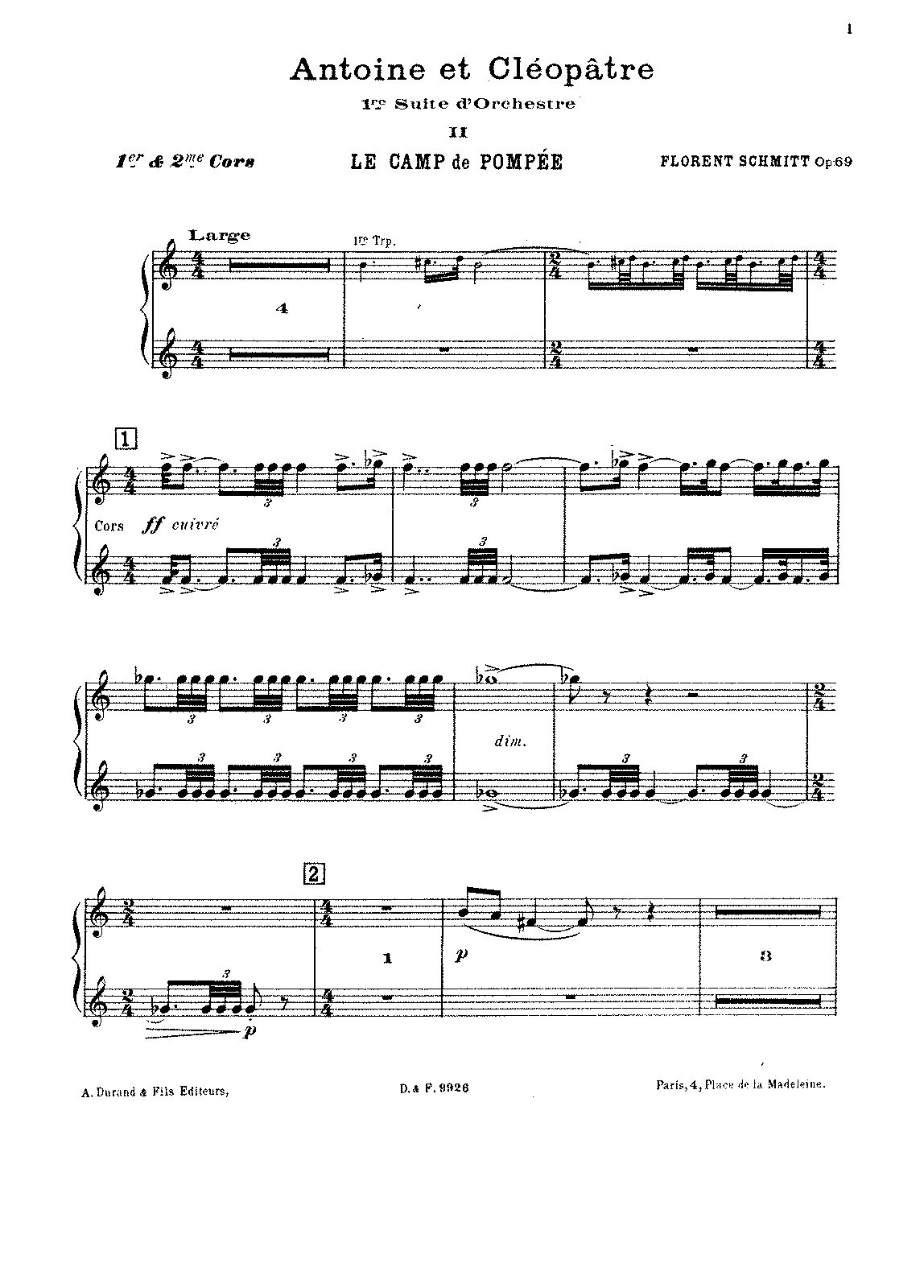 Antoine et Cléopâtre, Suite No.1, Op.69a (Schmitt, Florent) - IMSLP