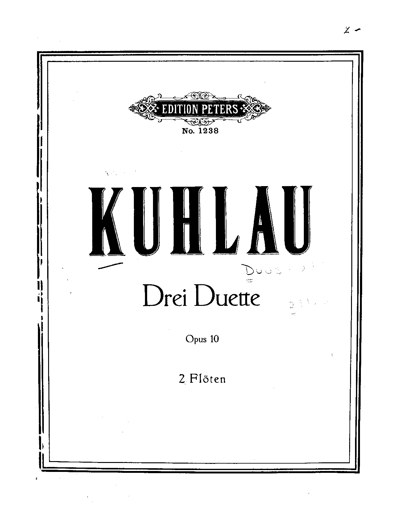 3 Duets for 2 Flutes, Op.10 (Kuhlau, Friedrich) IMSLP