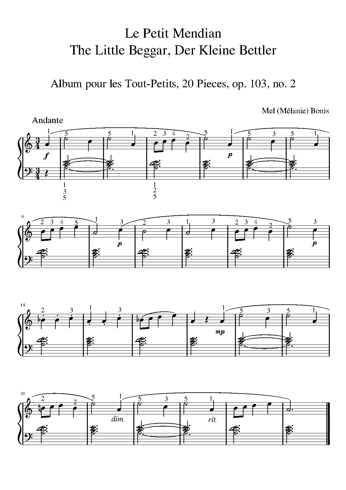 File:PMLP1295000-Bonis 2 Le Petit Mendian Album pour les Tout-Petits 20 Pieces op 103 no 2 mF neu imslp.pdf