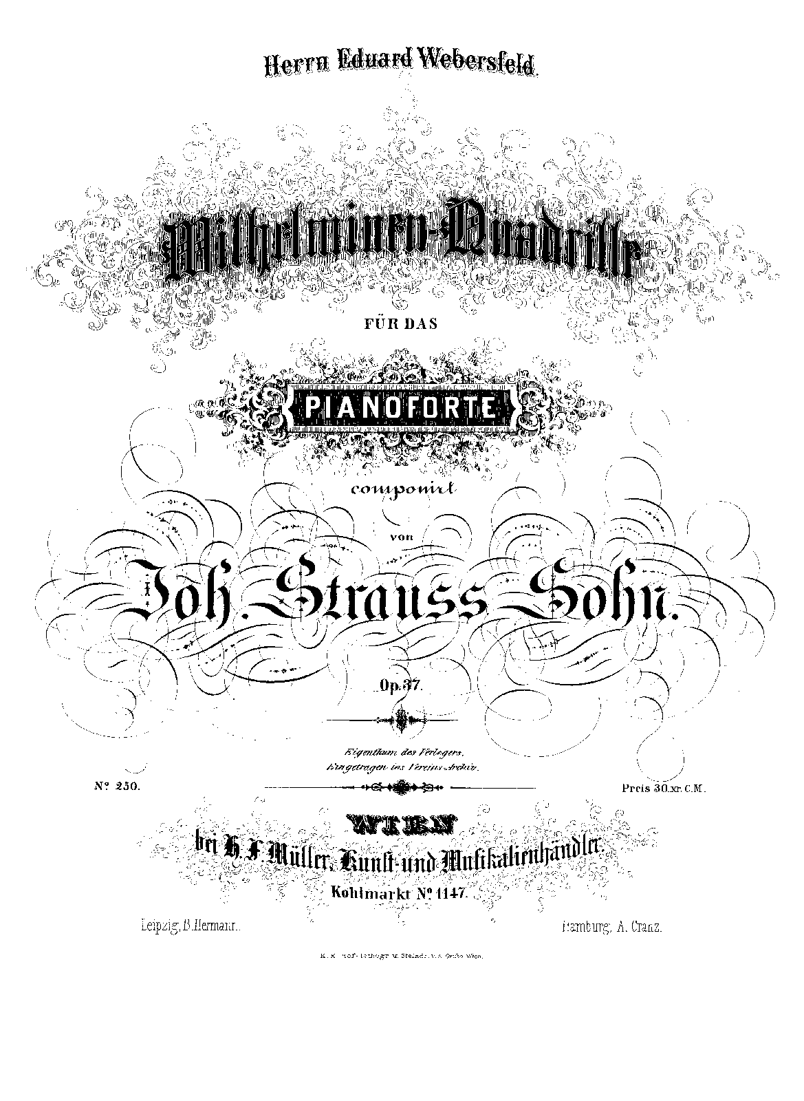 Wilhelminen-Quadrille, Op.37