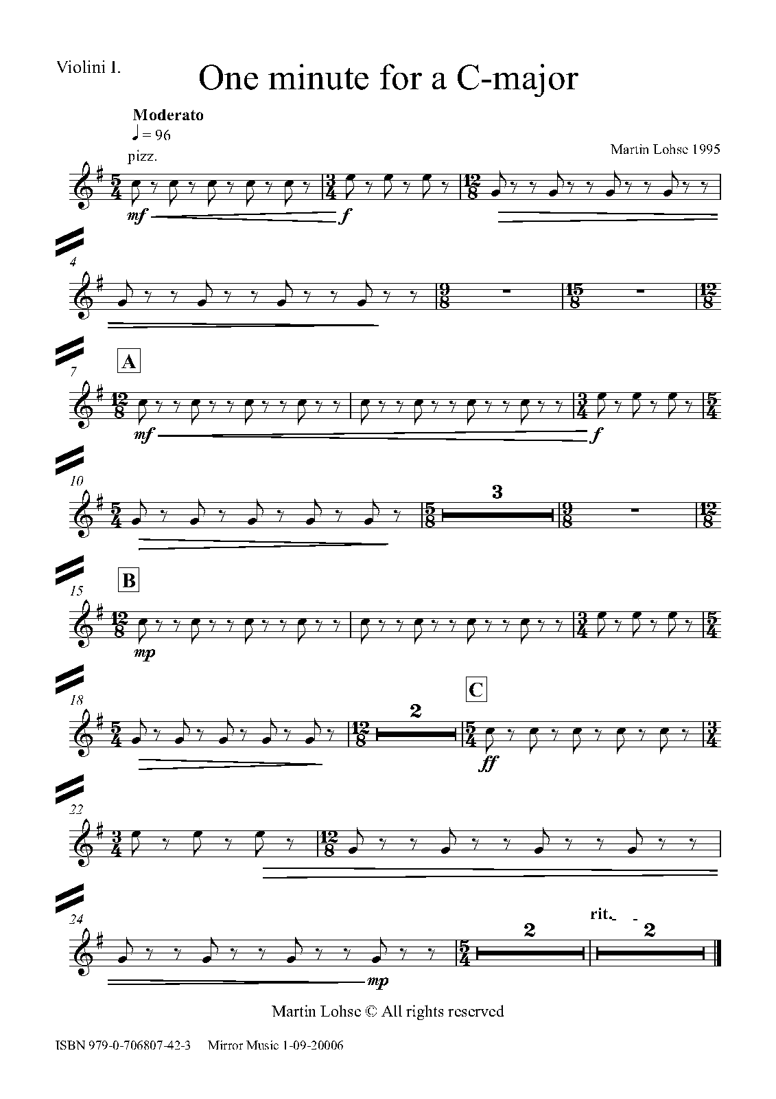 One minute for a Cmajor (Lohse, Martin) IMSLP