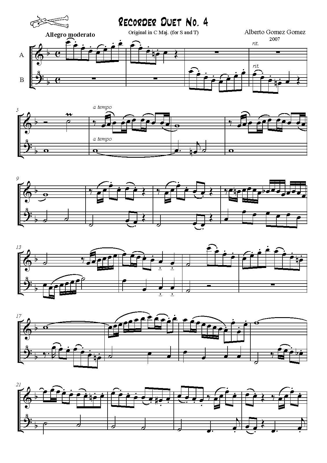 Recorder Duets for Crecorders (Gomez Gomez, Alberto) IMSLP