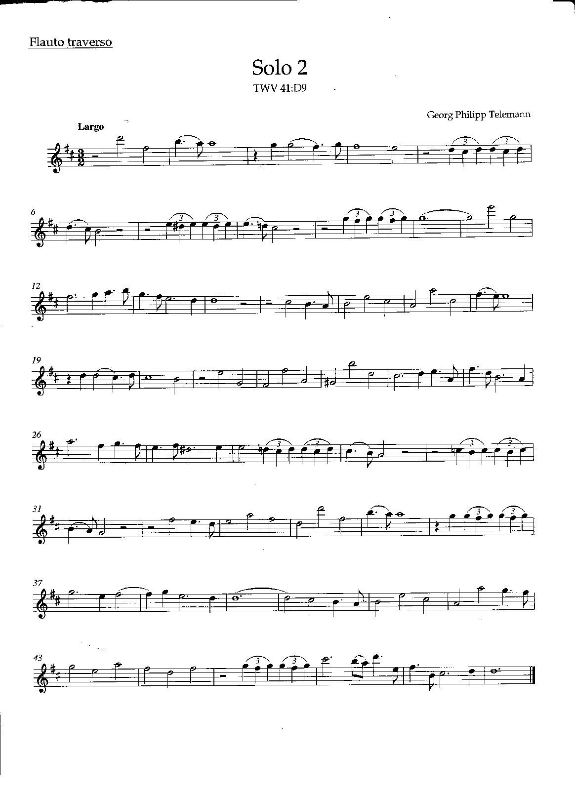 Flute Sonata, TWV 41D9 (Telemann, Philipp) IMSLP