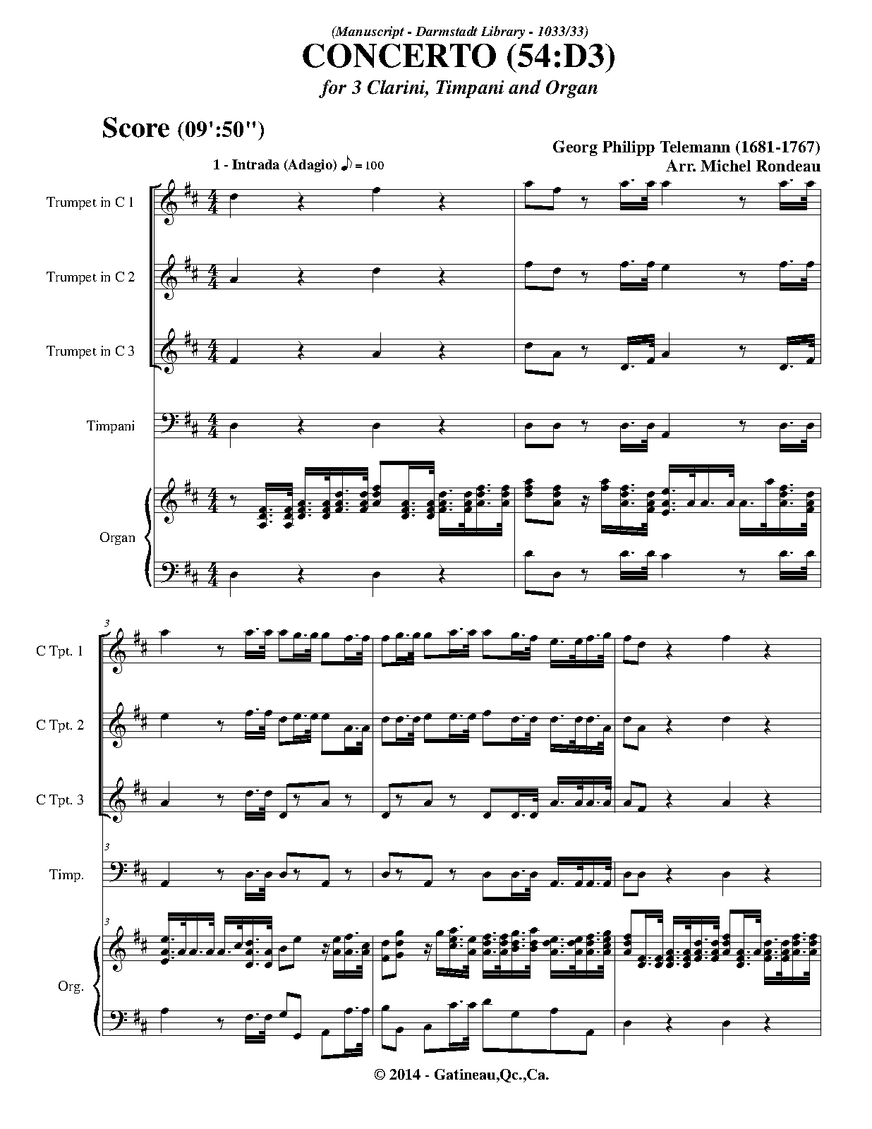 Concerto for 3 Trumpets and Timpani, TWV 54D3 (Telemann, Philipp
