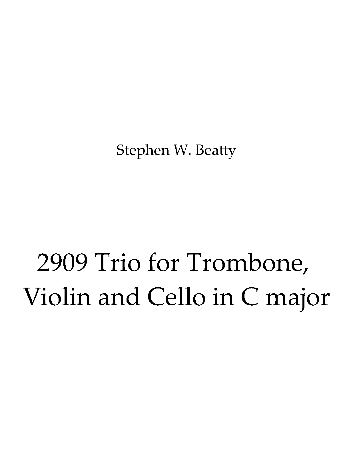 Trio for Trombone, Violin and Cello in C major, Op.2809 (Beatty