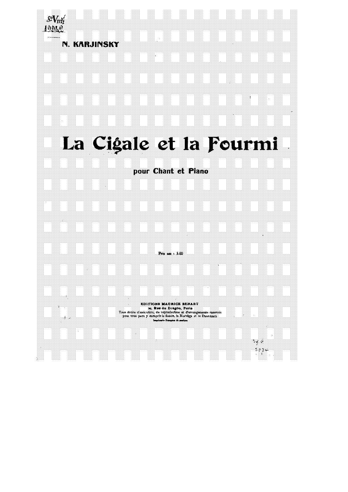 La cigale et la fourmi (Karjinsky, Nicholas) - IMSLP