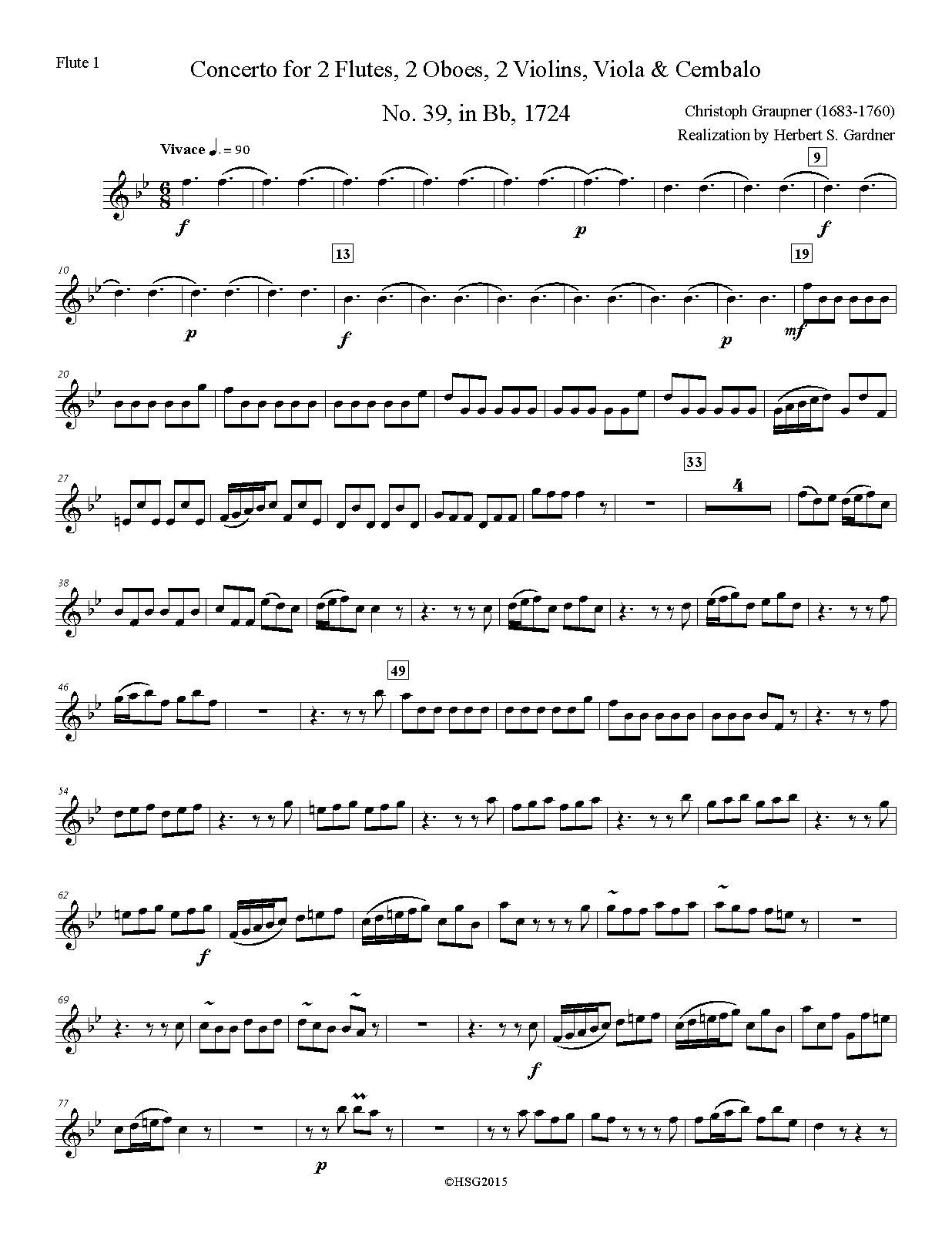 Concerto for 2 Flutes and 2 Oboes in Bflat major, GWV 344 (Graupner