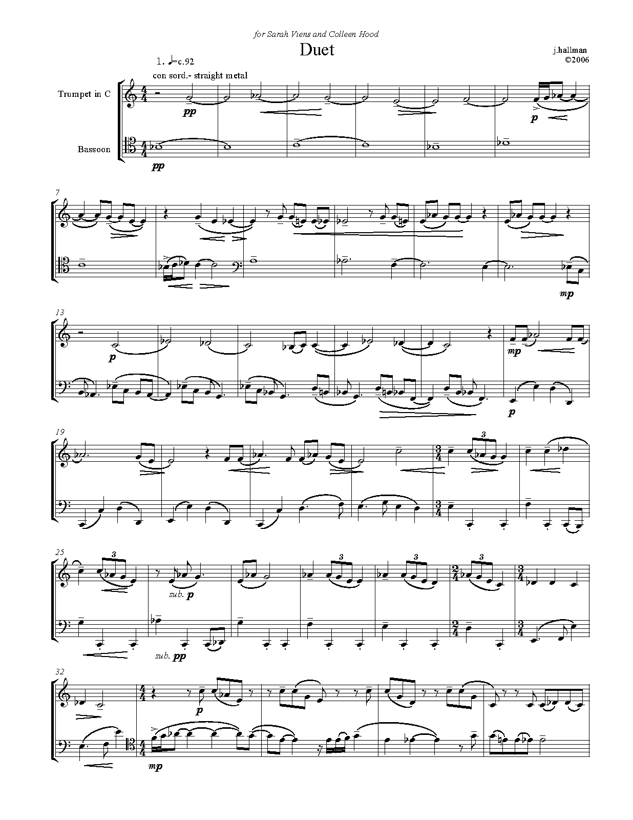 Duet for Bassoon and Trumpet (Hallman, Joseph) IMSLP