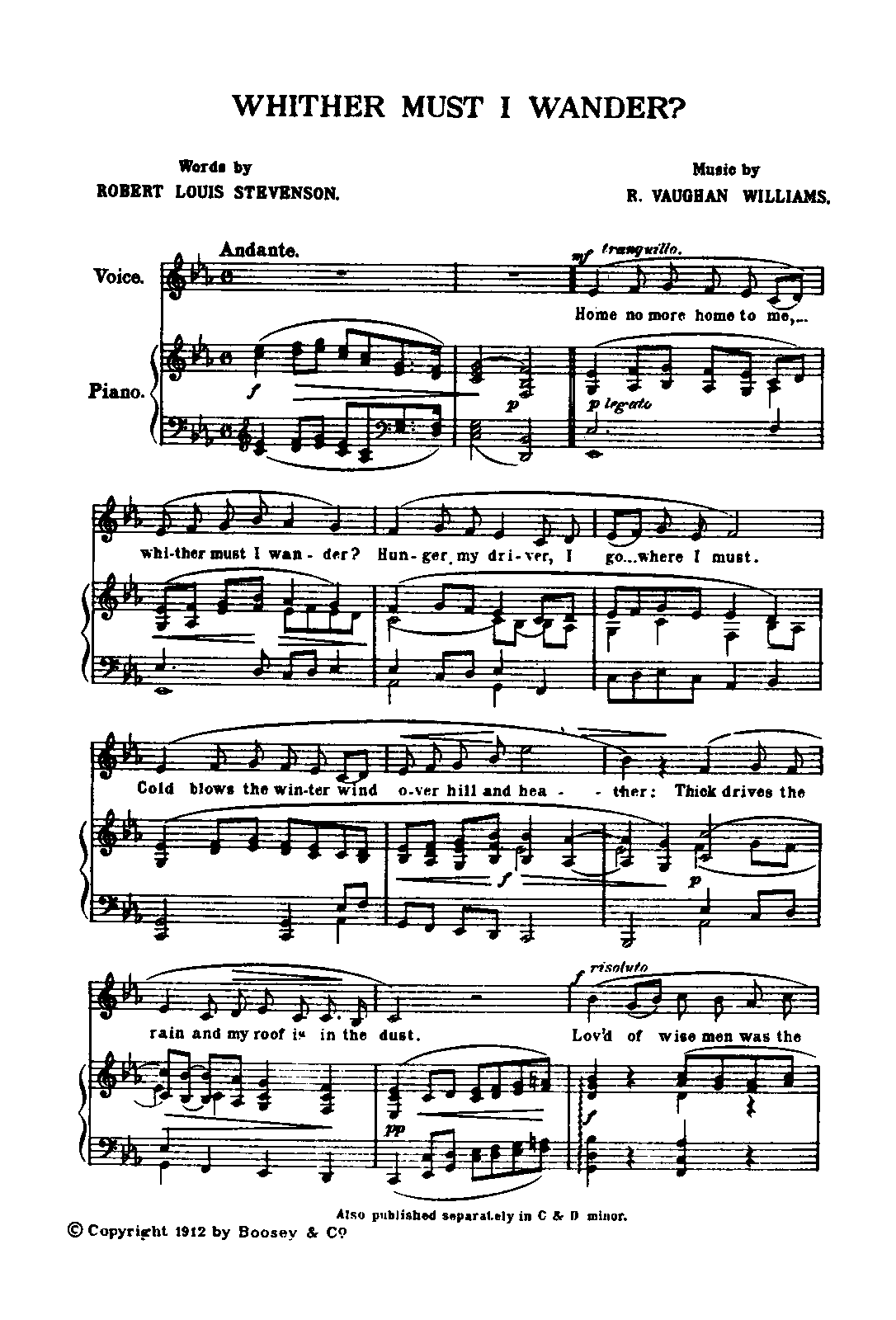 Songs Of Travel Vaughan Williams Ralph IMSLP