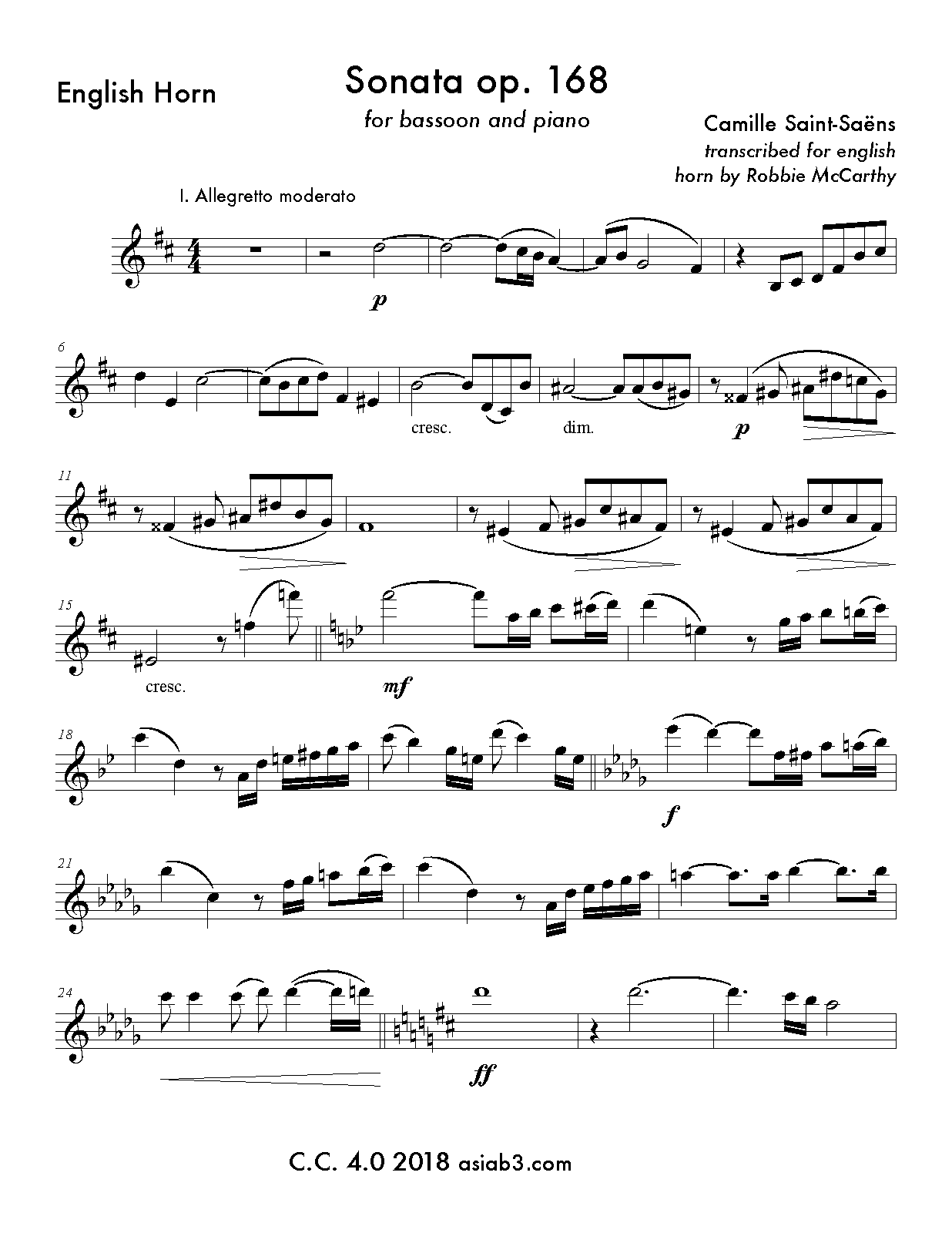 Bassoon Sonata, Op.168 (SaintSaëns, Camille) IMSLP Free Sheet Music