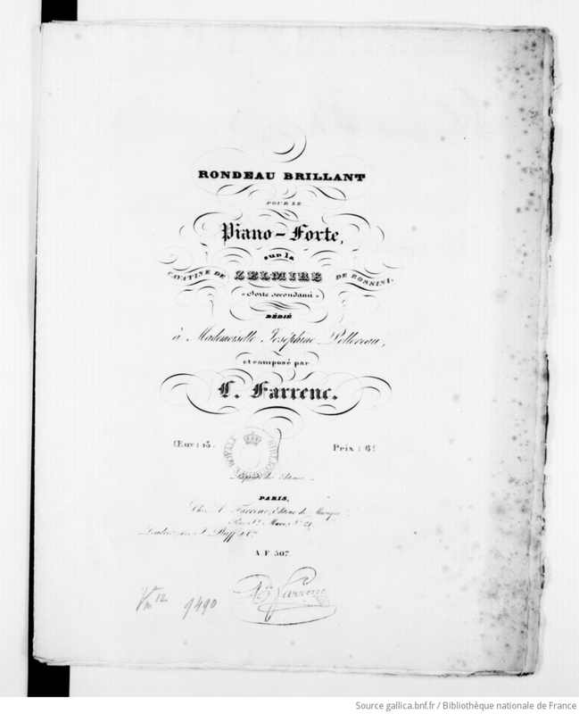 Rondeau brillant sur la cavatine de Zelmire de Rossini