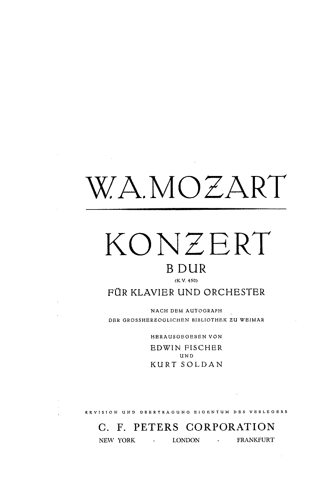 Piano Concerto No.15 In B-flat Major, K.450 (Mozart, Wolfgang Amadeus ...